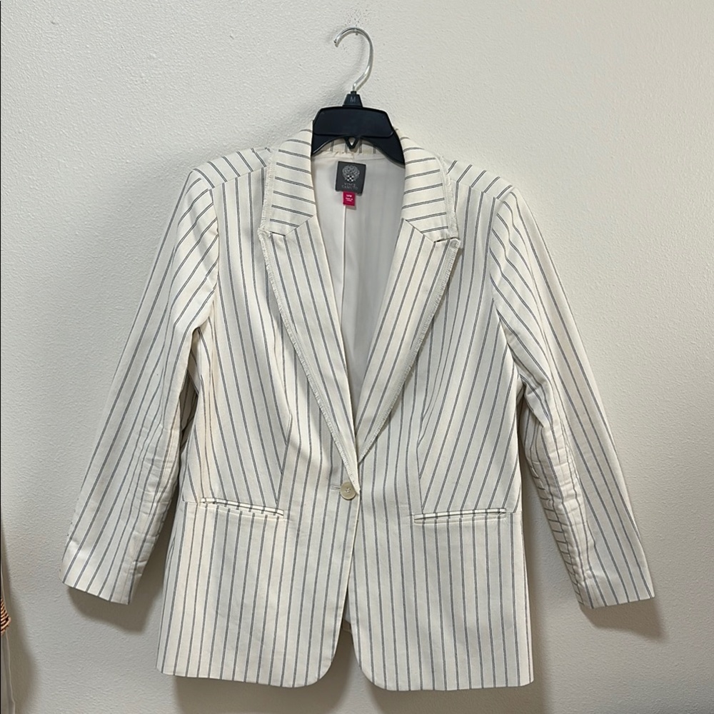 Vince Camuto White and Black Striped Blazer